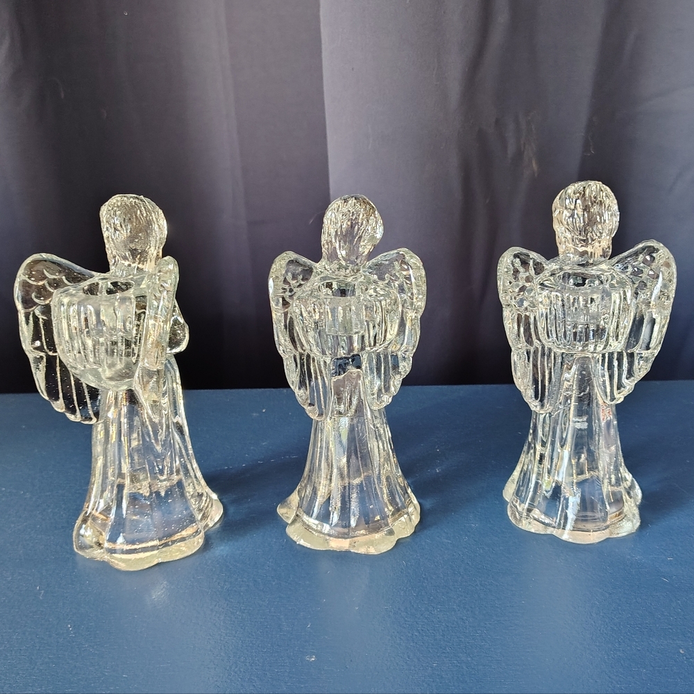Vintage Glass Angel Candlestick Holders 3